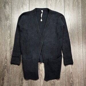 Lululemon Blue Ribbed Cotton Open Front Split Back Cardigan Sweater Size 6